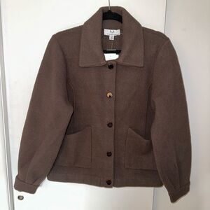 Magaschoni Women’s Full Snap Shacket Truffle Brown Large NWT